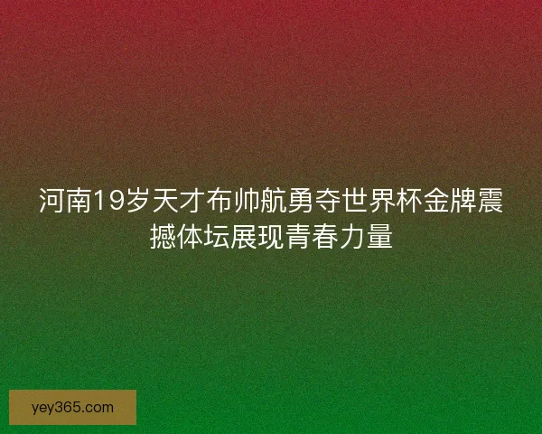 河南19岁天才布帅航勇夺世界杯金牌震撼体坛展现青春力量